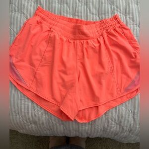 Lululemon Hotty Hot 4 inch - sunset - neon coral orange color - size 8